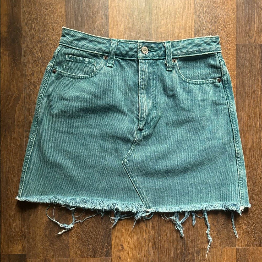 Abercrombie high waisted jeans skirt green